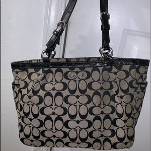 Coach grey and black medium tote